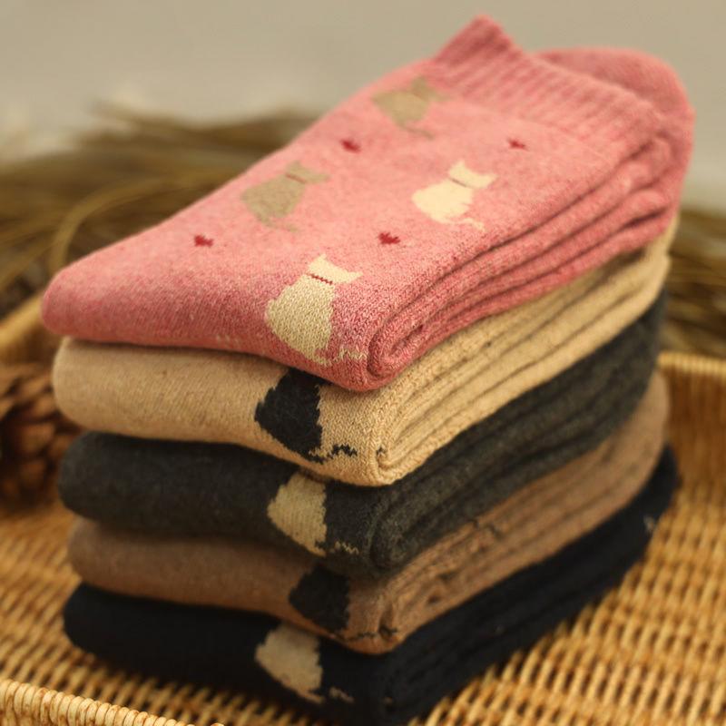 

5 пар мягких женских носков с мультяшным принтом, чулки до середины икры 5 pairs