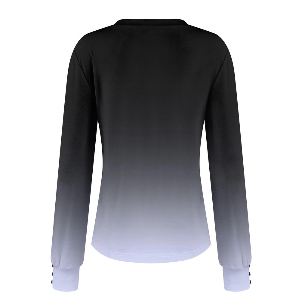 Women's Tops Floral Print Long Sleeve Shirt V Neck Casual Loose Tee Autumn Clothing