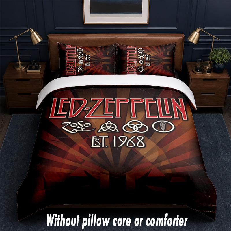Set Biancheria da Letto Design Led Zeppelin 1 Copripiumino + 2 Federe Morbido Traspirante Biancheria da Letto per la Casa