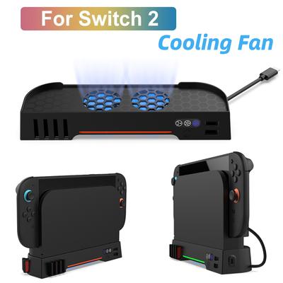 Kühlgebläse für Switch 2 Dock Tragbare HUB-Erweiterungsbasis RGB Multifunktionaler Lüfter mit 8 Spielkartensteckplätzen Zubehör