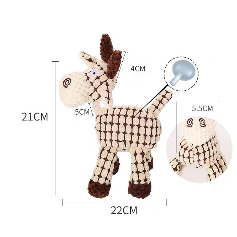 Dog Plush Toy Animals Shape Bite Resistant Squeaky Toys Corduroy Dog Toys for Small Large Dogs Puppy Pets Training Accessories