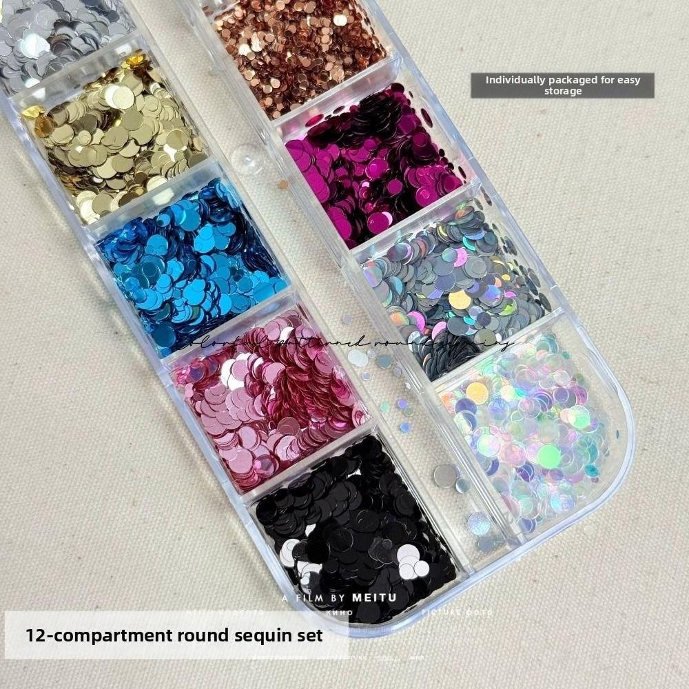 Colorful Glitter Nail Accessories 12-Grid Nail Charms  Nail Salon