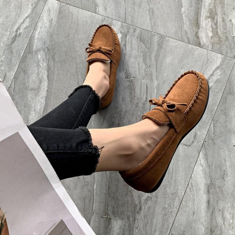 Cotton Shoes Women's New Flat Bottomed Bean Shoes with Velvet Women's Cotton Shoes Butterfly Knot Women's Shoes