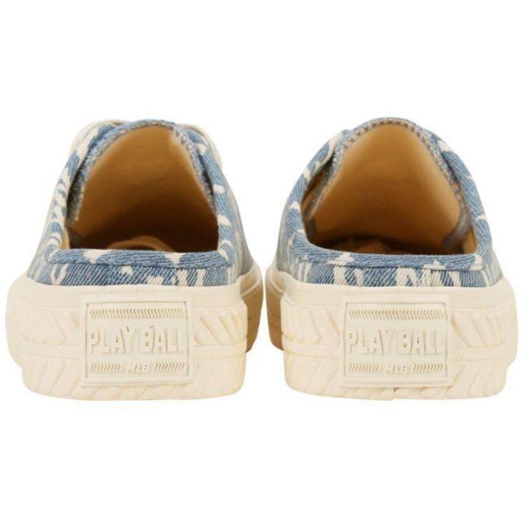 MLB Playball Mule Mono Denim Lace Up Slip Resistant Abrasion Resistant Low Top Canvas Shoes Unisex Blue 32SHSD111-50U