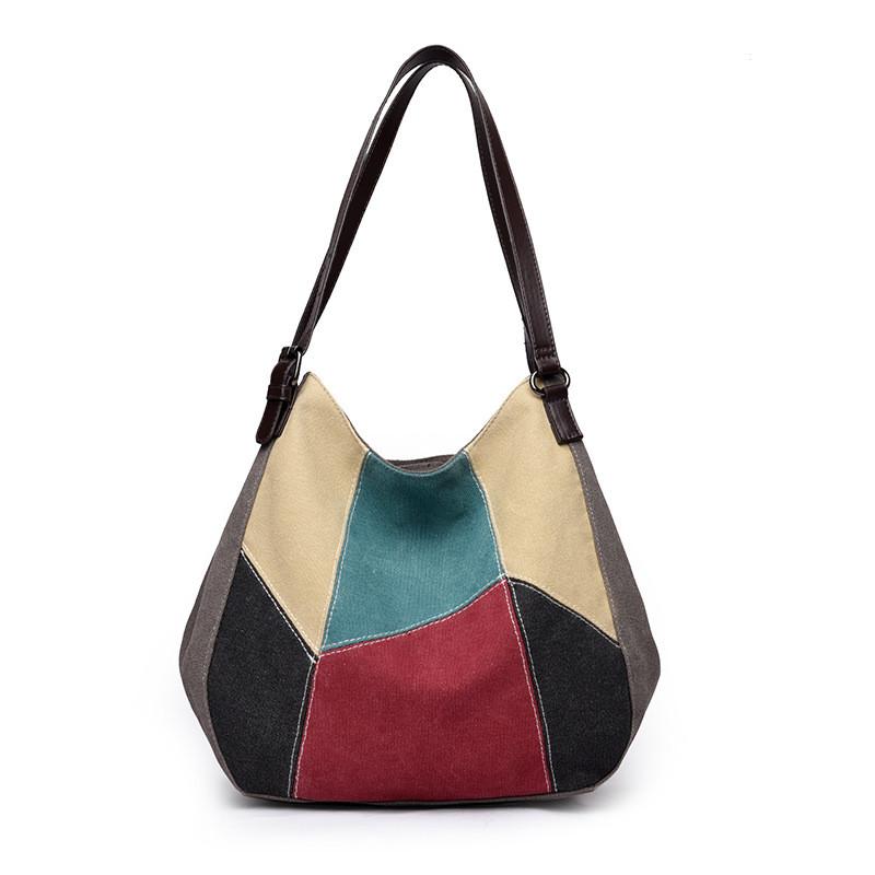 Canvas Tote Bag For Women Large Capacity Street Style With Zipper Closure For Daily Use