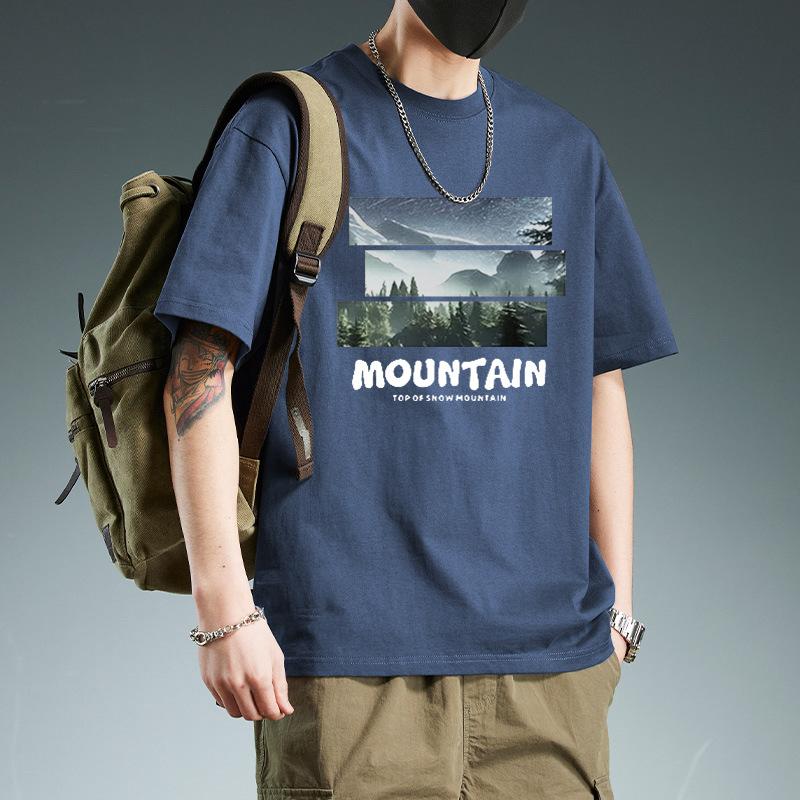 Hongkong Stil Ins Trend Retro High Street Schwergewicht Reines Baumwoll Kurzarm T-Shirt Herren Sommer Locker Vielseitiges Oberteil