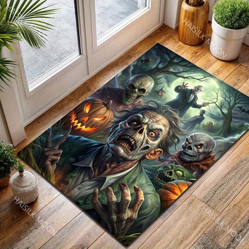 1PC Horror Zombie Halloween Theme Print Carpet for Living Room Bedroom Bedside Floor Mat Cloakroom Area Rug Home Festive Decor