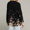 Women's Fashion Long Sleeve Print V-Neck Button Loose Cardigan Top
