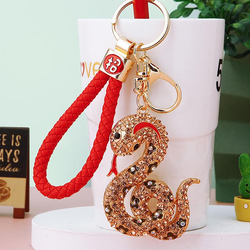 Creative Mixed Color Sparkle  Snake Keychain Luxury Women'S Bag Pendant Souvenir Gift Luxury  Snake Keychain