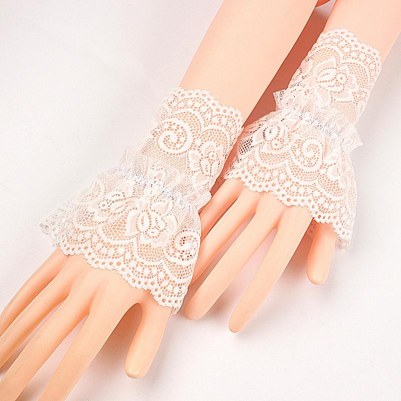 1 Pair Detachable Lace Cuff Sleeves Gauze Elastic Sleeve Cuffs Wrist Lace Cuffs White Sleeves Cuffs Women Blouse Wrist Warmers