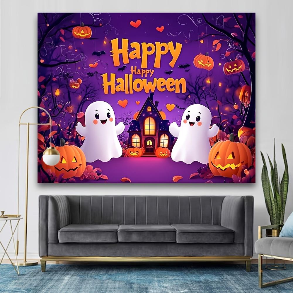 Ghost Pumpkin Halloween Banner - Perfect for Party Backdrop and Photo Booth Durable Polyester Fabric Decoration Item