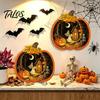 Festive Decor Halloween Door Sign, Glowing Ghost Hanging Decor, Wooden LED Window Theme Ornament for Party, Spooky Wall Pendant Home Decorative Props