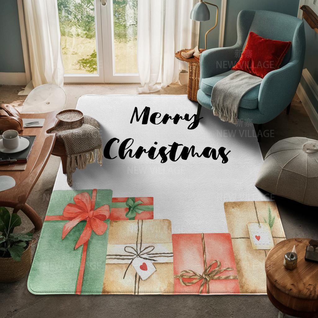 House Entrance Carpet Home Door Mat Living Room Bath Foot Bathroom Non-slip Water Absorption Rugs Bath Merry Christmas Winter