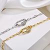 Pave Zircon Pin Pendant Neckalce for Women, Adjustable Stainless Steel Paperclip Chain Wholesale Jewelry