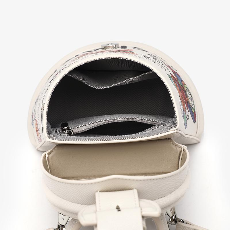 Graffiti Cartoon Crossbody Bag for Girls Feminine Bag Birthday Gift Funny White