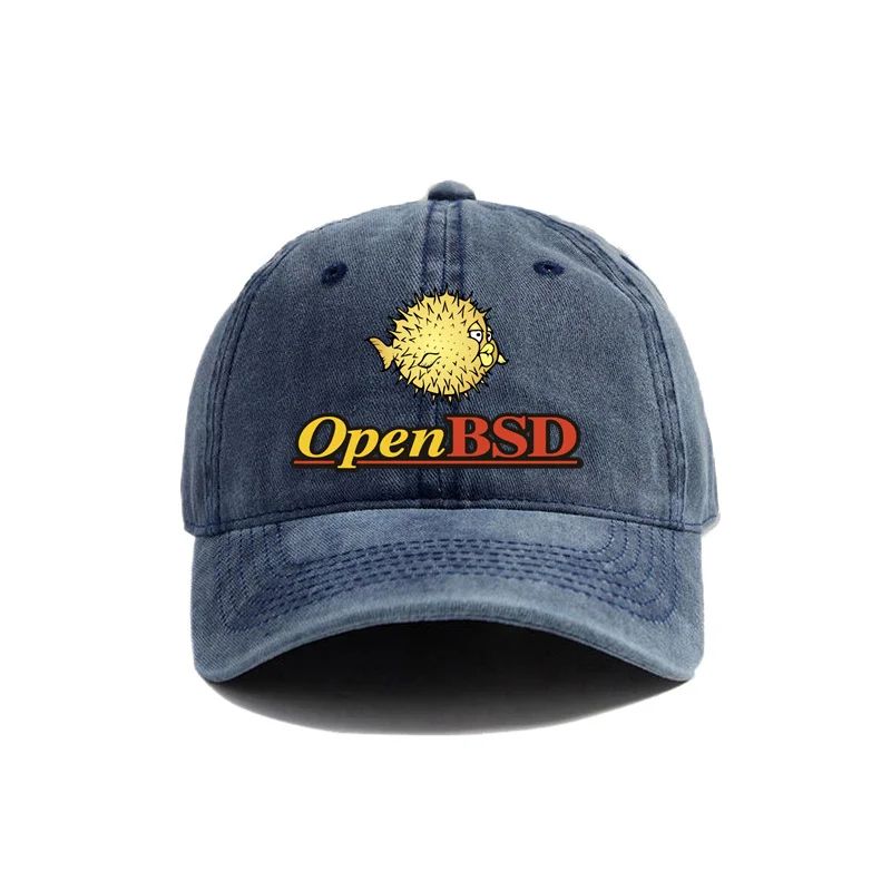 OpenBSD Baseball Caps Distressed Hats Cap Men Women Retro Outdoor Adjustable Hats Leisure Outdoor Sun Protection