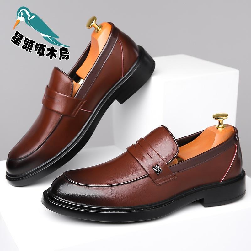Baita leather shoes men's spring and autumn business dress British casual hole shoes sandals engraved leather shoes
