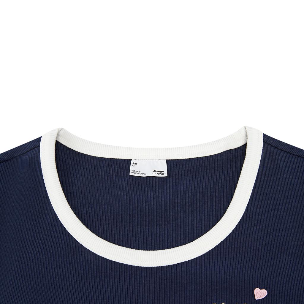 Li Ning Sports Lifestyle Series Logo Letter Crew Neck T-Shirt Women tops ATSW268-2