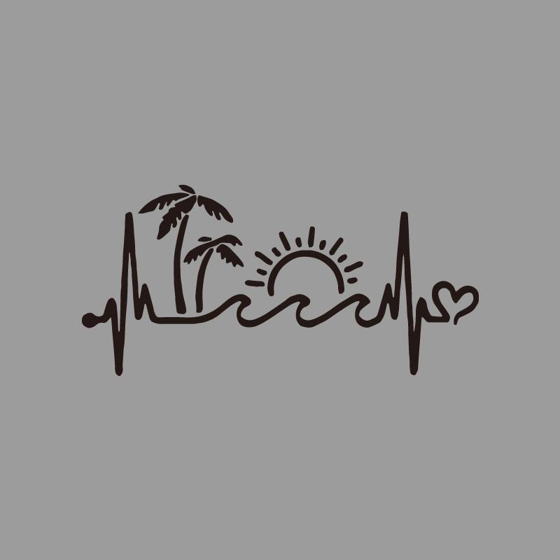 Palm Trees Waves Sunny Beach Comic Strip Creative&funny Stickers for Cartoon Fans&lover,high Quality for Car Trucks Motorcycles