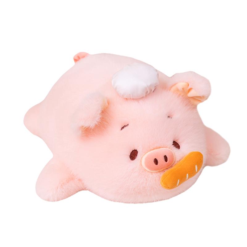 Cute Pink Chef Pig Plush Toy Pillow Soft Wire Bread Fluffy Material Doll for Decorating Bedroom Perfect Birthday Gift for Kids