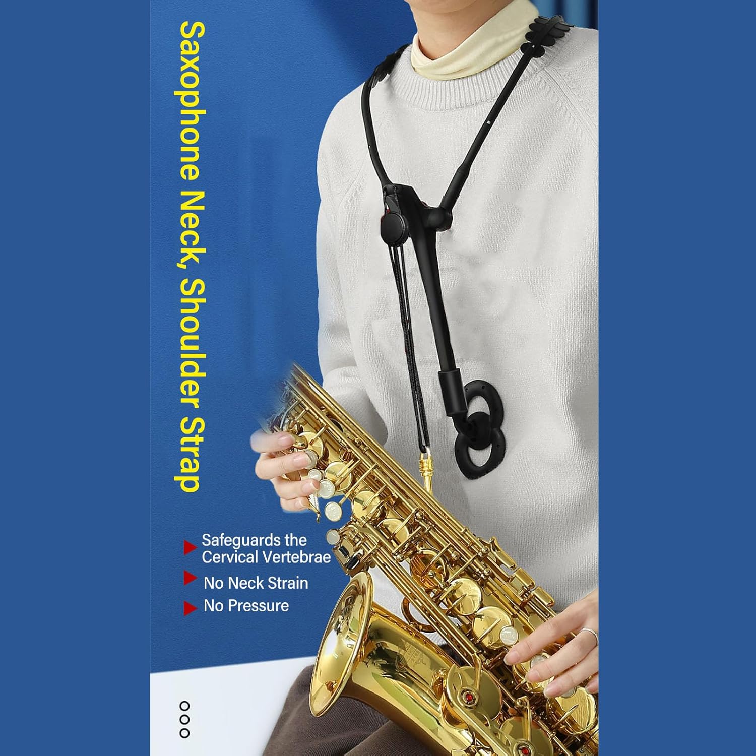 

Ремешок для саксофона на шею, Двойной плечевой ремешок на шею Регулируемый плечевой ремешок для саксофона альт тенор