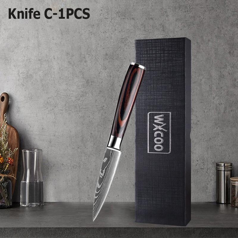 WXCOO Stainless Steel Kitchen Knife Utility Knife for Cooking Santoku Meat Cutting Hand Forged Butcher Chef Fruit BBQ Tools
