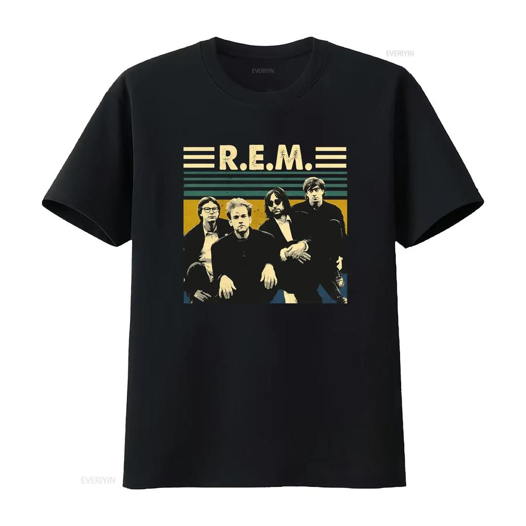 R E M Band T Shirt Black All Sizes S To 5XL 3F818 Vintage Washed Homme Slightly Unisex Comfort