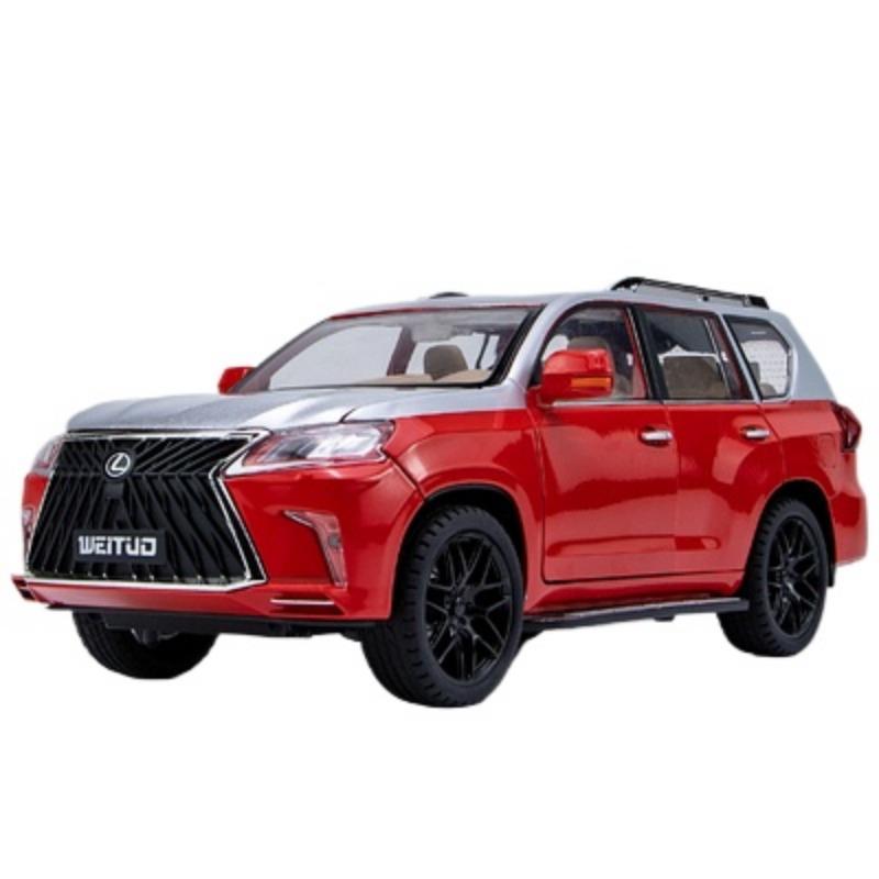 

1/18 LEXUS LX570 SUV Toys Модель автомобиля из литого металла Гигантский внедорожник Моделирование Звук Свет Хобби Коллекционная детская игрушка Подарок красный
