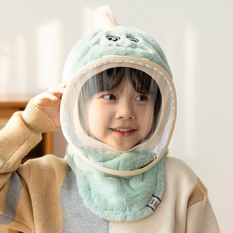 Wintermützen für Damen und Herren mit Masken, winddichte Mützen, Ohrenschützer, Pullover, warme Babyschals, integrierte Mützen