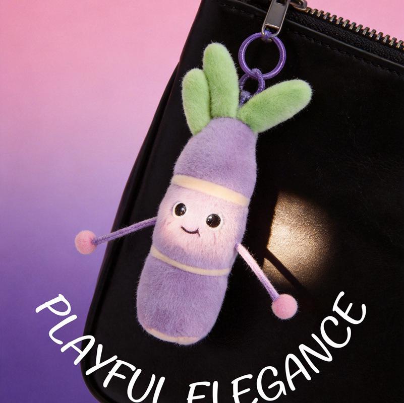 Purple Cartoon Sugarcane Doll Keychain Ornament Gift 14cm