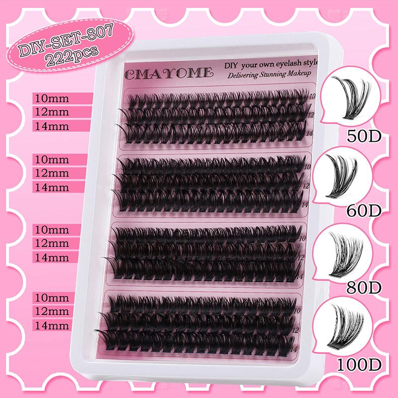 Lash Clusters Kit Wispy Eyelash Clusters Natural Diy Lash Extension Kit C Curl Individual Lashes Cluster With Lash Tools
