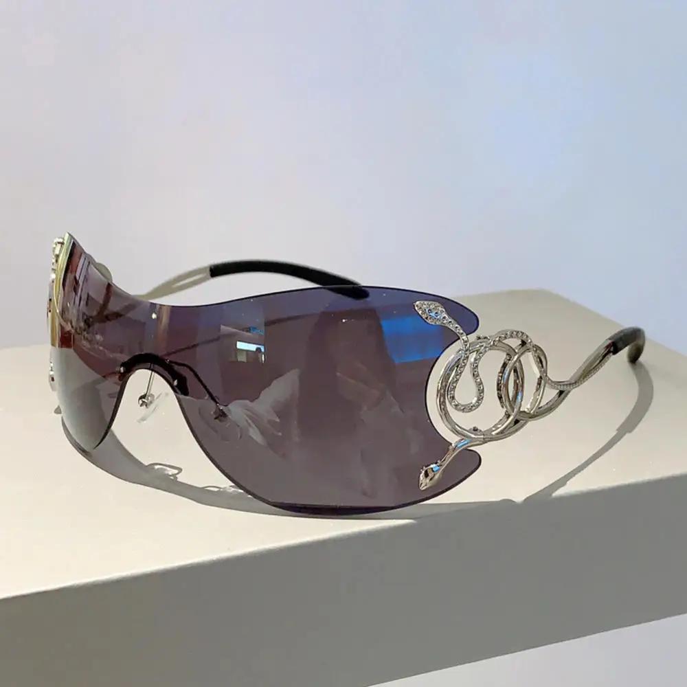 Y2k Rimless Sunglasses Women Stylish Gradient Lens Outdoor Shades Trendy Luxury Brand Design Metal Frame Eyewear Goggle