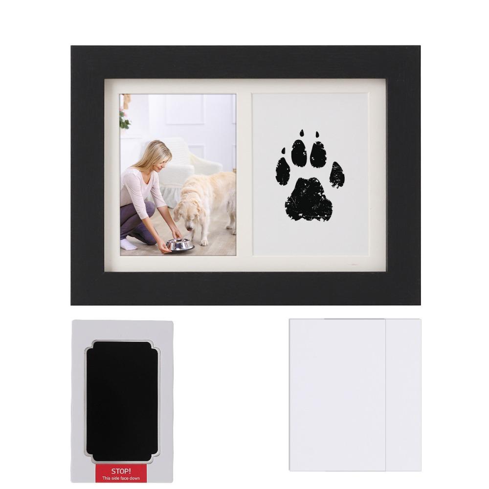 Clean-Touch Ink Pad Pet Paw Print Kit Wooden Paw Print Photo Frame  for Pet Lovers