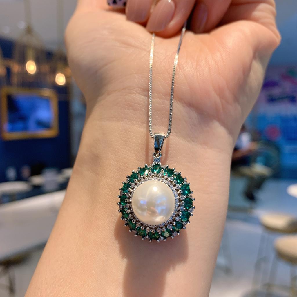 Live Streaming New Emerald Australian Pearl Earrings Rings Necklaces Fairy Style Women's Fashion