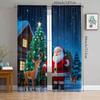 Set Of 2 Christmas Santa Claus Tree Pattern Printed Curtains Decorations Home Room Curtain Polyester