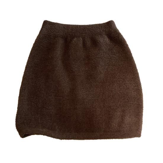 

Mini Skirt Solid Color Imitation Mink Fleece High-Waisted Winter Skirt Hip Wrapped Short Skirt Commuting Street Daily Wear L