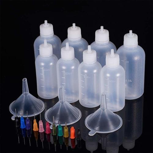 BENECREAT 8-Piece 50/100ml Needle Tip Bottle Set, Multipurpose Precision Applicator Bottle Set with Colorful Needle Tips for DIY, Arts, and Crafts