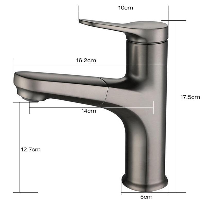 Gray Pull-out Basin Faucet Universal Expansion Hot And Cold Mixed Water Sink Tap Household Bathroom Cabinet Wash Faucet