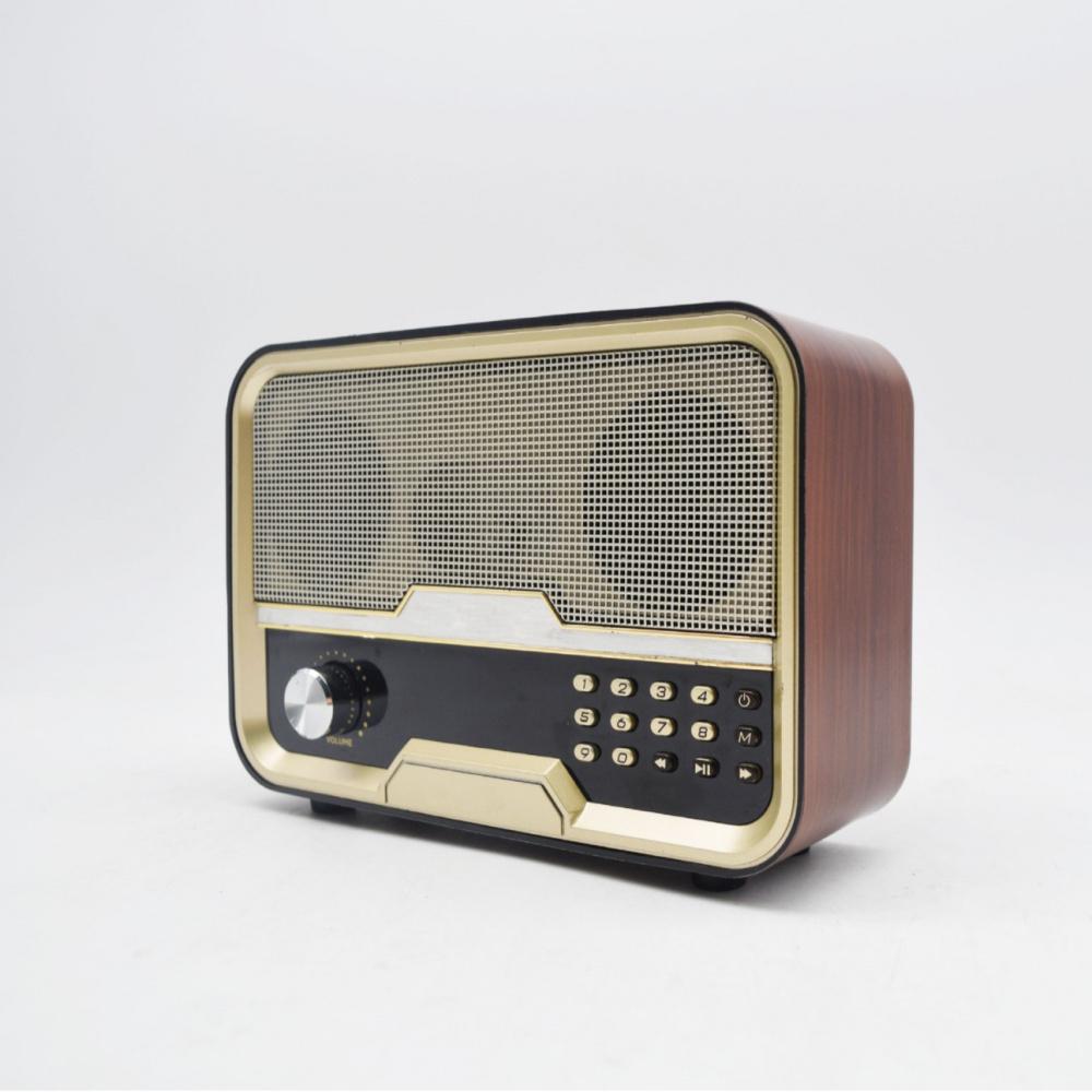 Radio FM Vintage Wood Grain, wejście TF/USB, gniazdo słuchawkowe, wyświetlacz cyfrowy