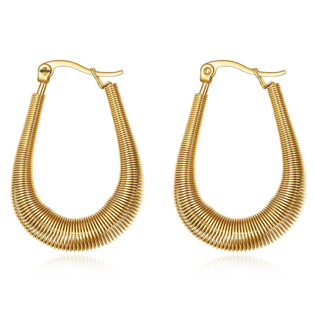 18K Gold Stainless Steel U-shaped Fashion Hoop Earrings for Women