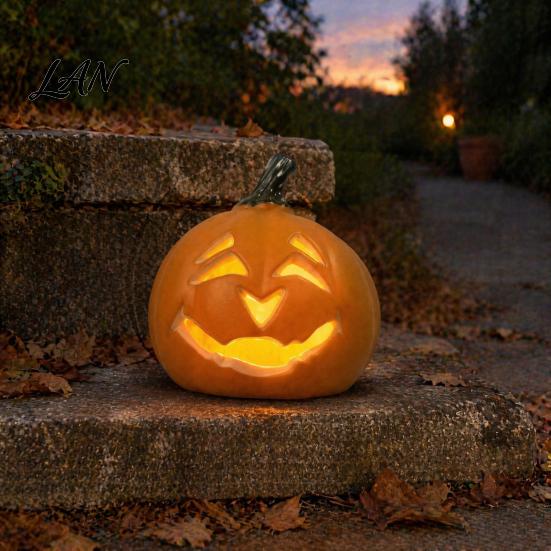 Simulated Pumpkin Light Halloween Creepy Light, Jack-O-Lantern Decoration, Scary Indoor Outdoor Hollow Lamp for Holiday Parties Smiling Night