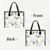 Floral Print Canvas Tote Bag Large Capacity Handbag for Daily Shopping Travel Commute Use