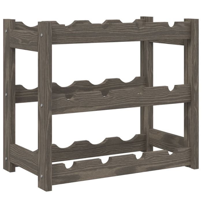 VidaXL Bottle Rack for 12 Bottles Grey Solid Pine Wood 373377