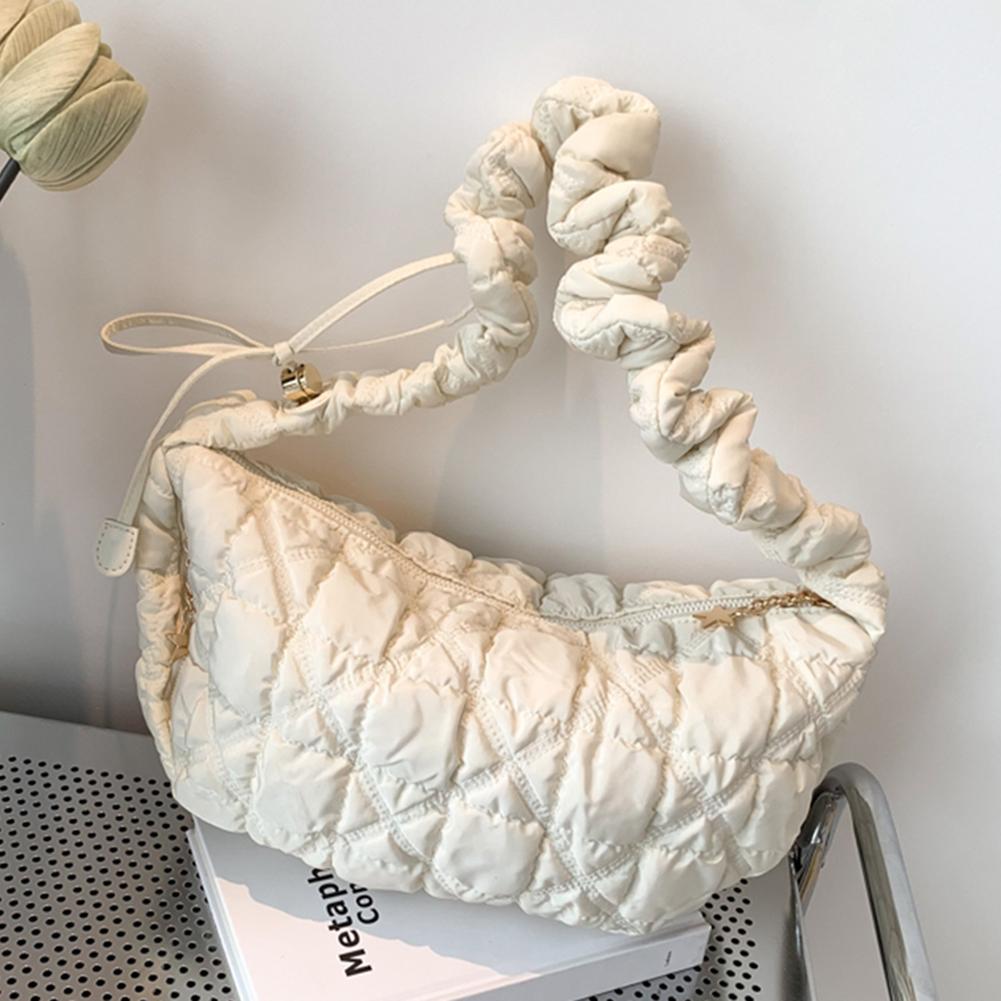 Fashion Quilted Top-Handle Bag Cloud Pleated Bubbles Commute Bag Casual Simple Shoulder Bag Elegant Solid Color Crossbody Bag