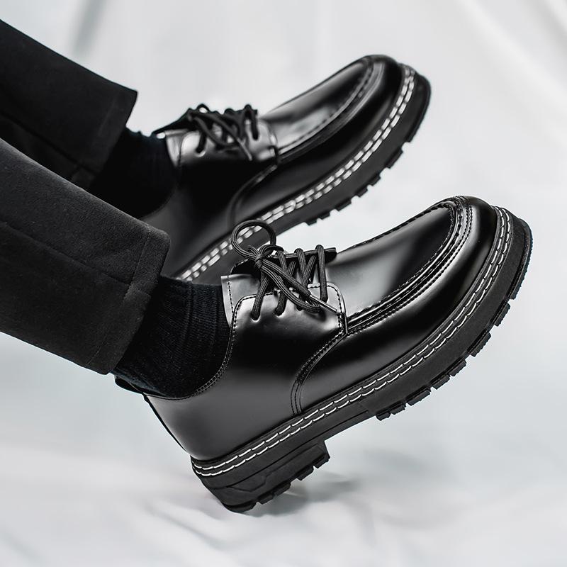 Spring business leather shoes men's formal wear Korean version of the trend British versatile casual big head groom wedding best man shoes 2025