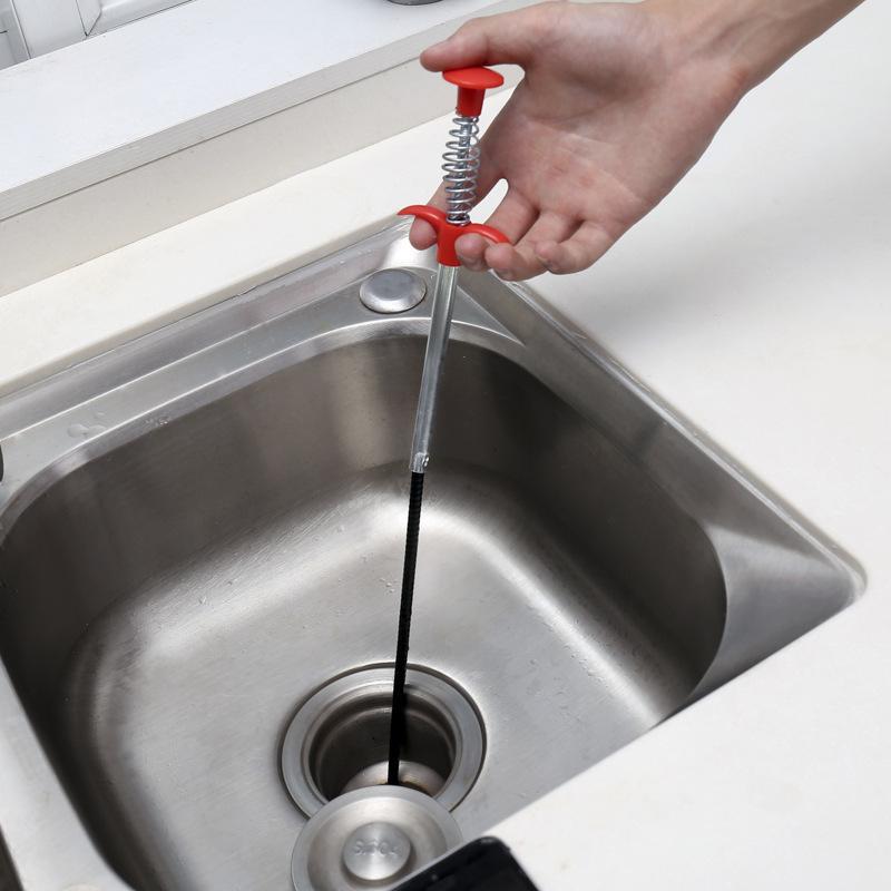 60cm Spring Pipe Dredging Tools Drain Snake Drain Cleaner Sticks Clog Remover Cleaning Household for Kitchen Bending Sink Tool