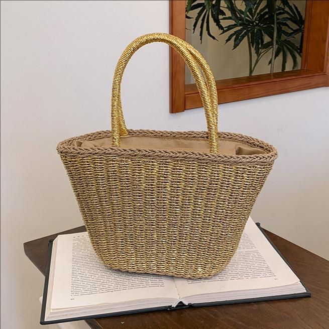 Wucifang Bags Women's Silver Fashion Large-Capacity Handbag New Fashion Versatile Beach Bag