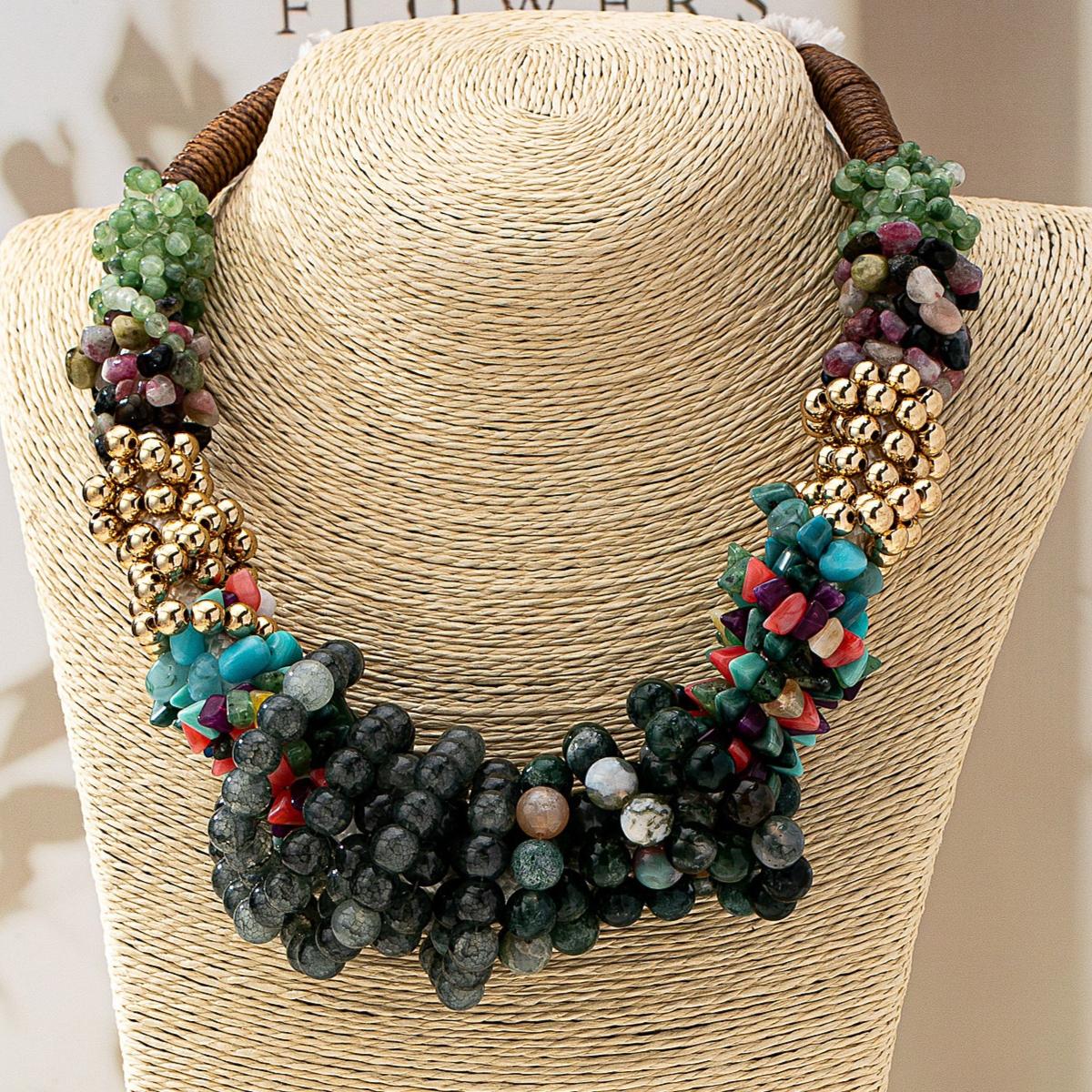 

Hot Sale Bohemian Multicolored Round and Irregular Geometric Gravel Choker Necklace Women Fashion Jewelry Party Gift New Style