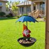 Solar Bird Feeder LED Light Outdoor Bird Feeder Frog or Dwarf Holding Umbrella Bird Feeder for Garden Backyard Decoration