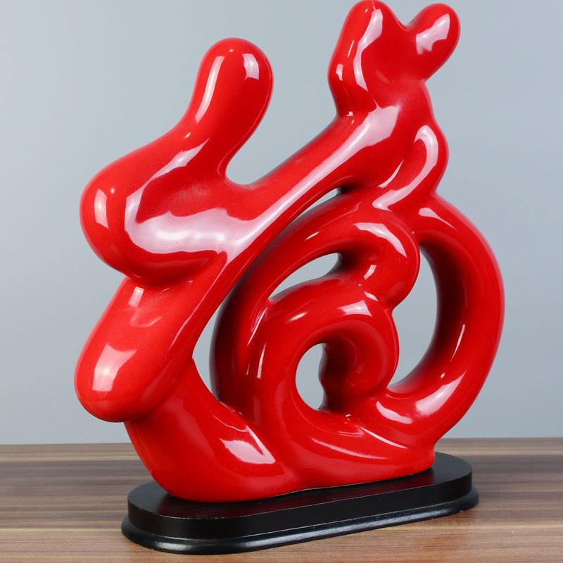 

Красный персонаж Фу, украшения, новогодняя современная керамика, подарки для дома, модные креативные украшения для гостиной, ТВ, винного шкафа 02